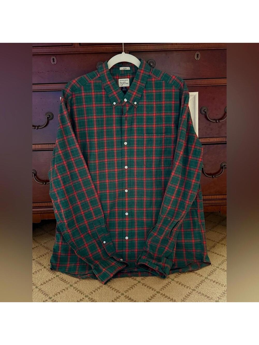 J. Crew Secret Wash Slim Fit plaid button down shirt XL